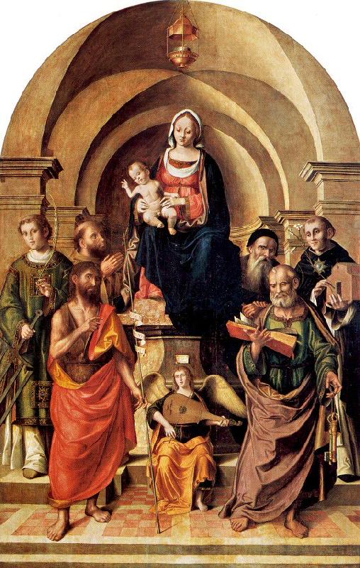 Palmezzano, Marco Virgin and Child Surrounded by Saints Spain oil painting art